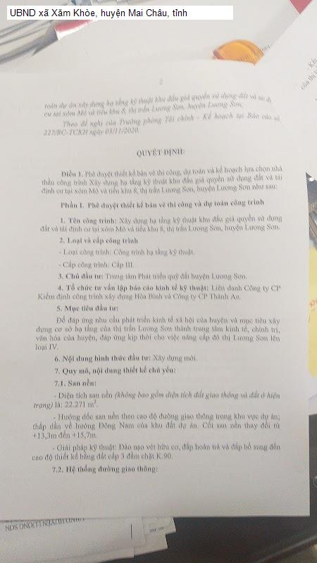 UBND xã Xăm Khòe, huyện Mai Châu, tỉnh